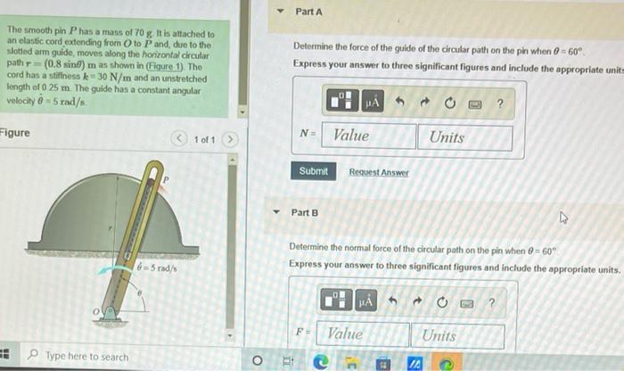 Solved The smooth pin P has a mass of 70 g. It is attached | Chegg.com