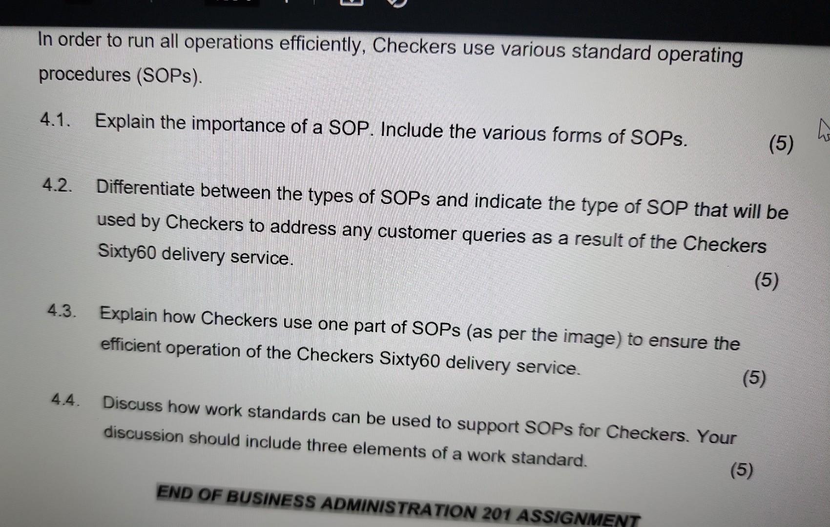 Solved In order to run all operations efficiently, Checkers