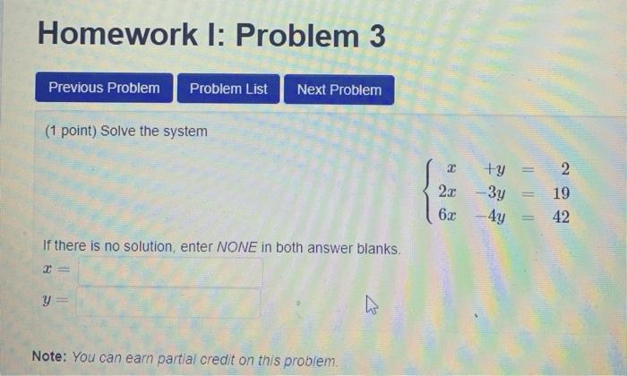Solved Homework I: Problem 3 Previous Problem Problem List | Chegg.com