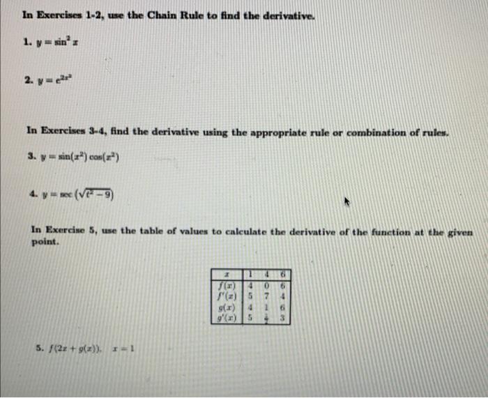 Solved In Exercises 1-2, use the Chain Rule to find the | Chegg.com