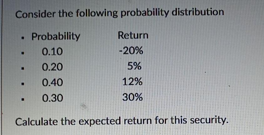 Solved Consider The Following Probability Distribution | Chegg.com