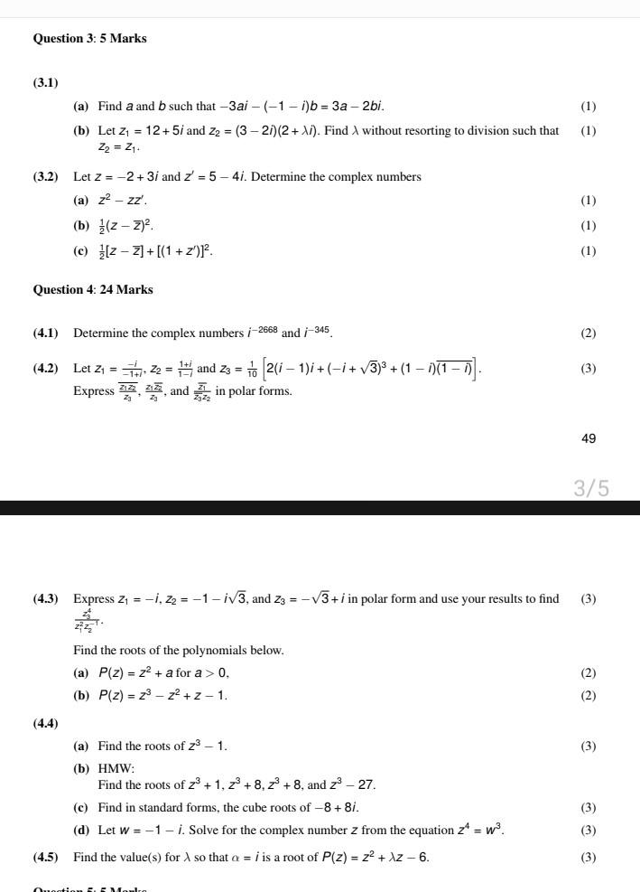 Solved (a) Find A And B Such That −3ai−(−1−i)b=3a−2bi. (b) | Chegg.com