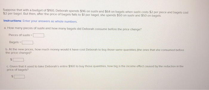 Solved Suppose That With A Budget Of $160, Deborah Spends | Chegg.com