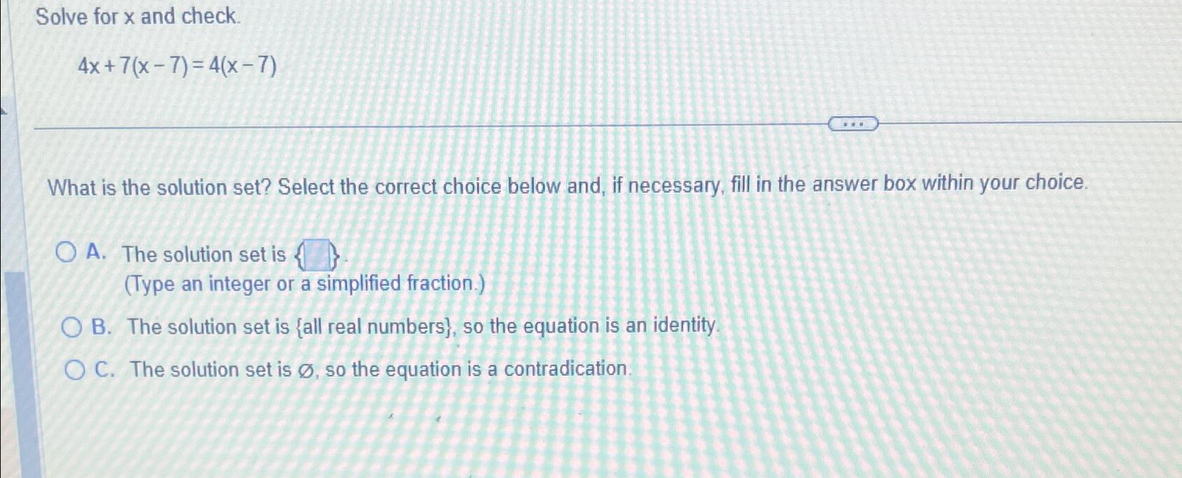 8x 4 3 x_1 )  7 solution and check answer