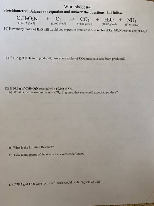 Worksheet 4 Write Equations For The Following Chegg 