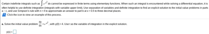 Solved Certain Indefinite Integrals Such As ſex Dx Cannot Be 1061