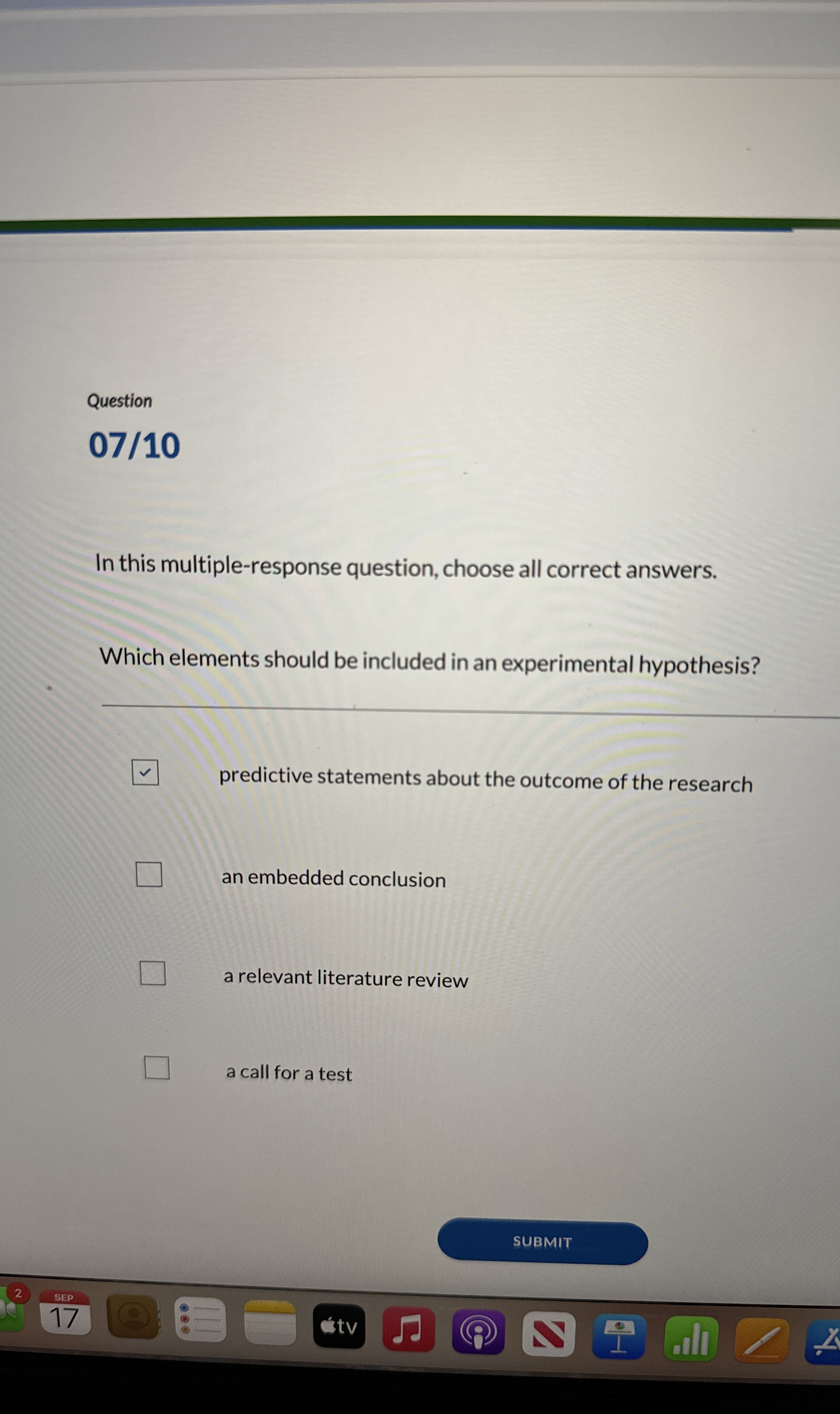 Solved 0710In this multiple-response question, choose all | Chegg.com