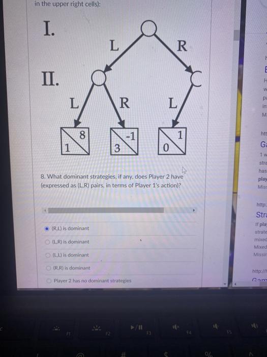 In The Upper Right Cells I L R 1 E Ii H W L R Chegg Com