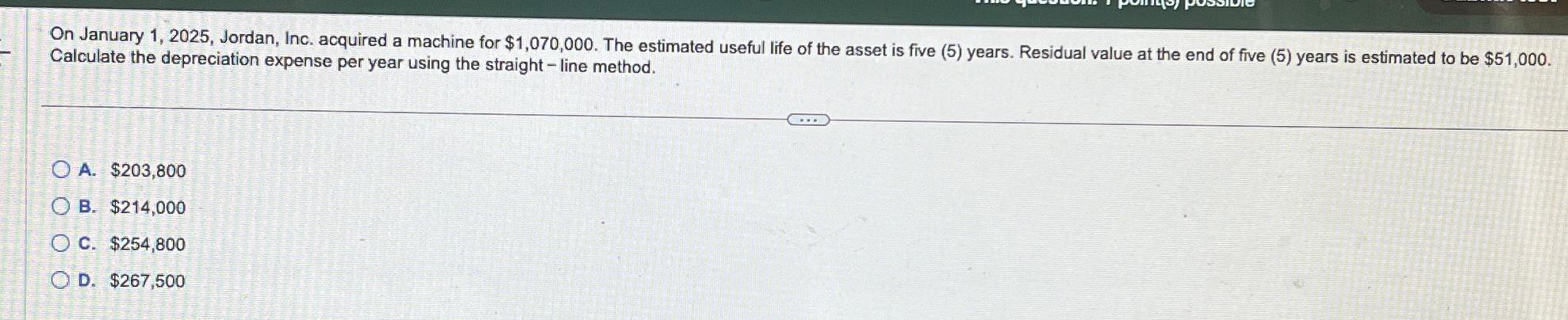 Solved On January 1, 2025, ﻿Jordan, Inc. acquired a machine | Chegg.com