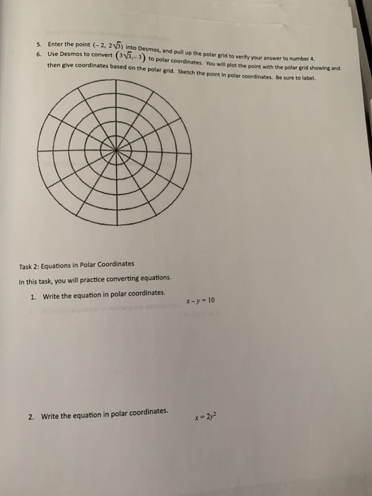 Solved Polar Coordinates Lab Directions Complete The Lab In Chegg Com