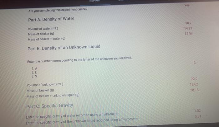 Solved 1)what is the identity of the unknown liquid?2) part | Chegg.com