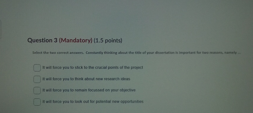 Solved Question 3 (Mandatory) (1.5 ﻿points)Select the two | Chegg.com