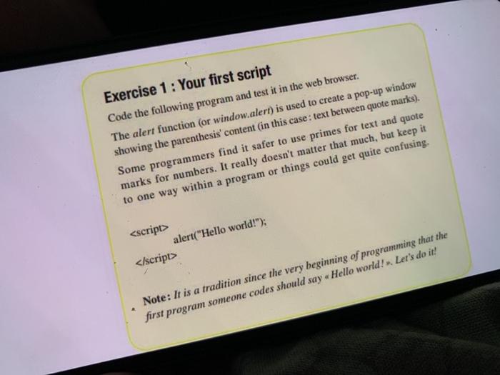 Solved Exercise 1 : Your first script Code the following | Chegg.com