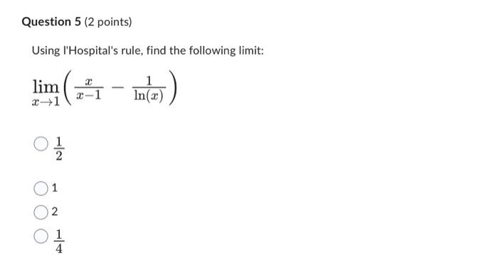 Solved Using l'Hospital's rule, find the following limit: | Chegg.com