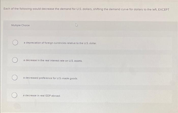 Solved Each of the following would decrease the demand for | Chegg.com
