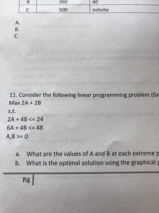 Solved 360 40 C 500 Infinite A V C 11 Consider The Fo Chegg Com