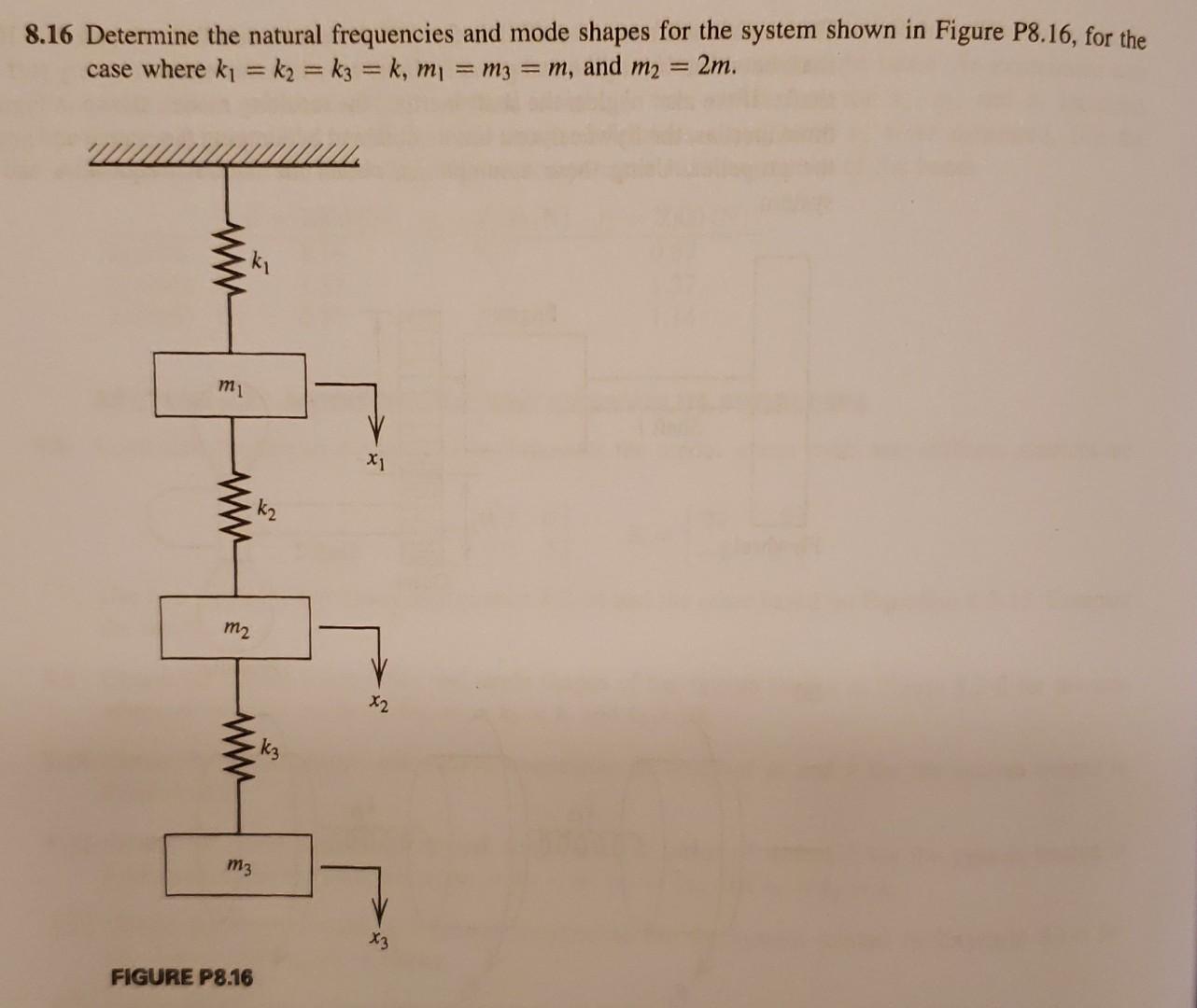 Solved 8.16 Determine the natural frequencies and mode | Chegg.com