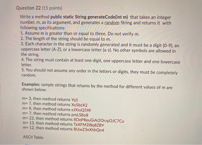 Solved Question 22 (15 points) Write a method public static | Chegg.com