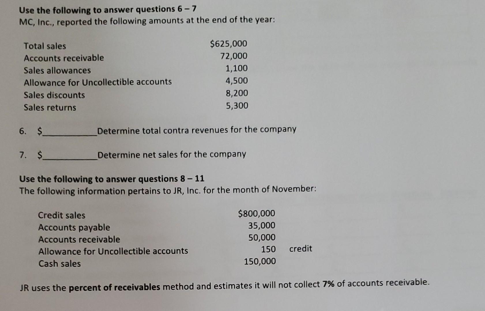 Solved Use the following to answer questions 6−7 MC, Inc., | Chegg.com