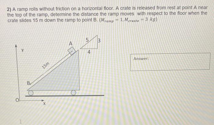 Solved 2) A ramp rolls without friction on a horizontal | Chegg.com