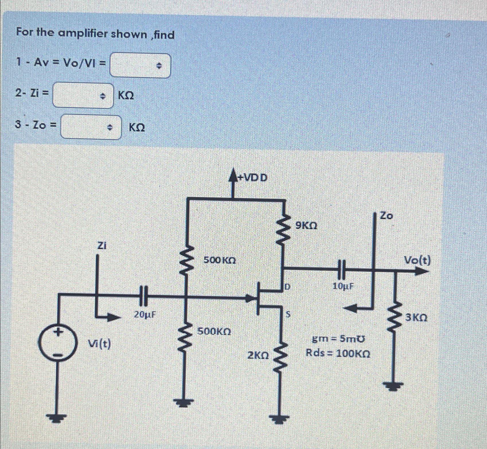 Solved For the amplifier shown, | Chegg.com