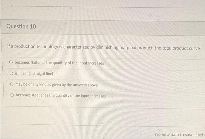 Solved Question 3 The Law of Diminishing Marginal Returns 65 | Chegg.com