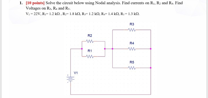 Solved 1. [10 pointsSolve the circuit below using Nodal | Chegg.com