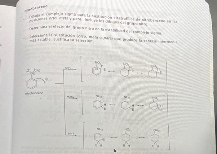 Solved Nitrobenceno - Dibuja el complejo sigma para la | Chegg.com