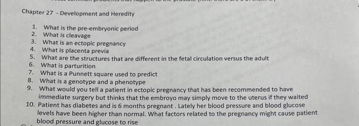 Solved Chapter 27 - Development And Heredity 1. What Is The | Chegg.com