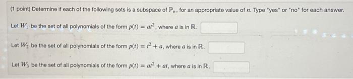 Solved (1 point) Determine if each of the following sets is | Chegg.com