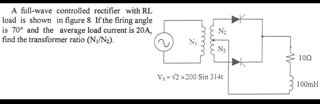 Solved A full-wave controlled rectifier with RL load is | Chegg.com