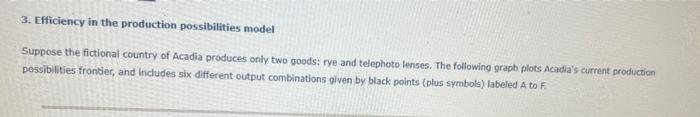3. Efficiency in the production possibilities model
Suppose the fictional country of Acadia produces only two goods: rye and