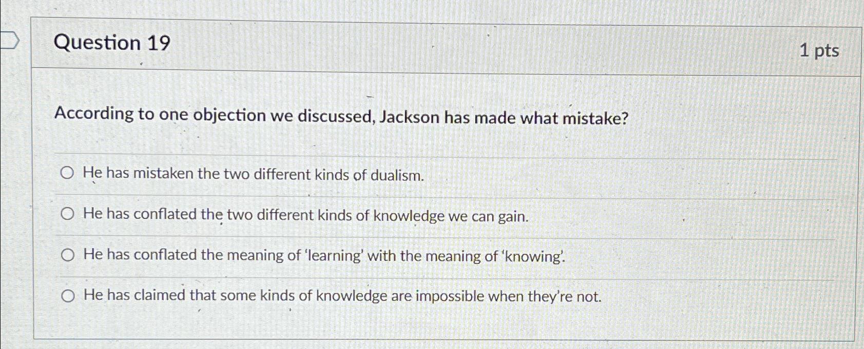 Solved Question 191 ﻿ptsAccording to one objection we | Chegg.com