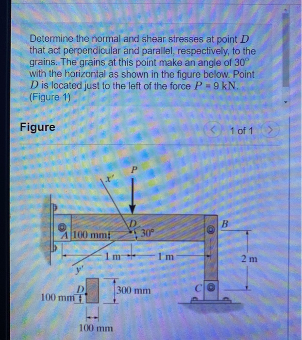 Solved Determine the normal and shear stresses at point D | Chegg.com