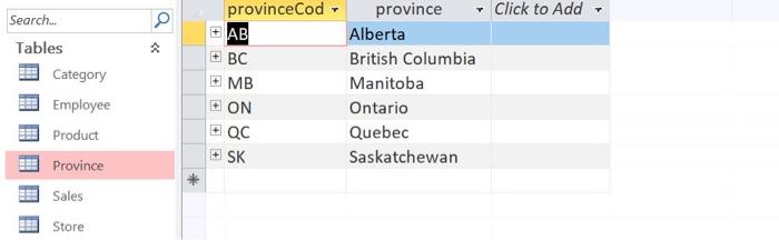 Solved List each store name, the province the store is in, | Chegg.com