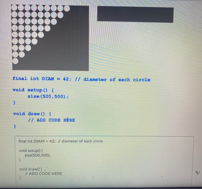 Solved Question 24 (5 points) Complete the draw() function | Chegg.com