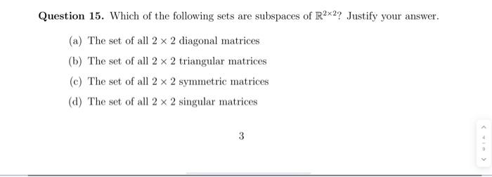 Solved Question 15. Which of the following sets are | Chegg.com