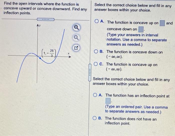 Solved Find the open intervals where the function is concave | Chegg.com