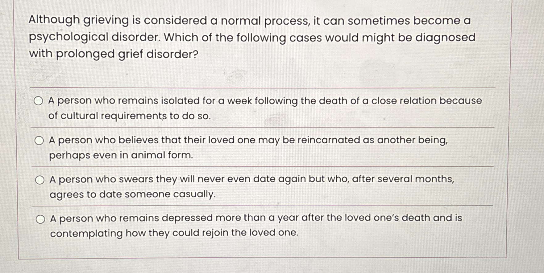 Solved Although grieving is considered a normal process, it | Chegg.com