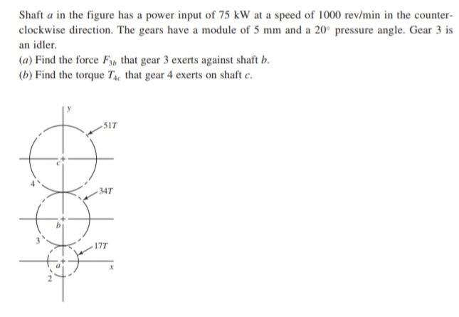 Solved Shaft a in the figure has a power input of 75 kW at a | Chegg.com