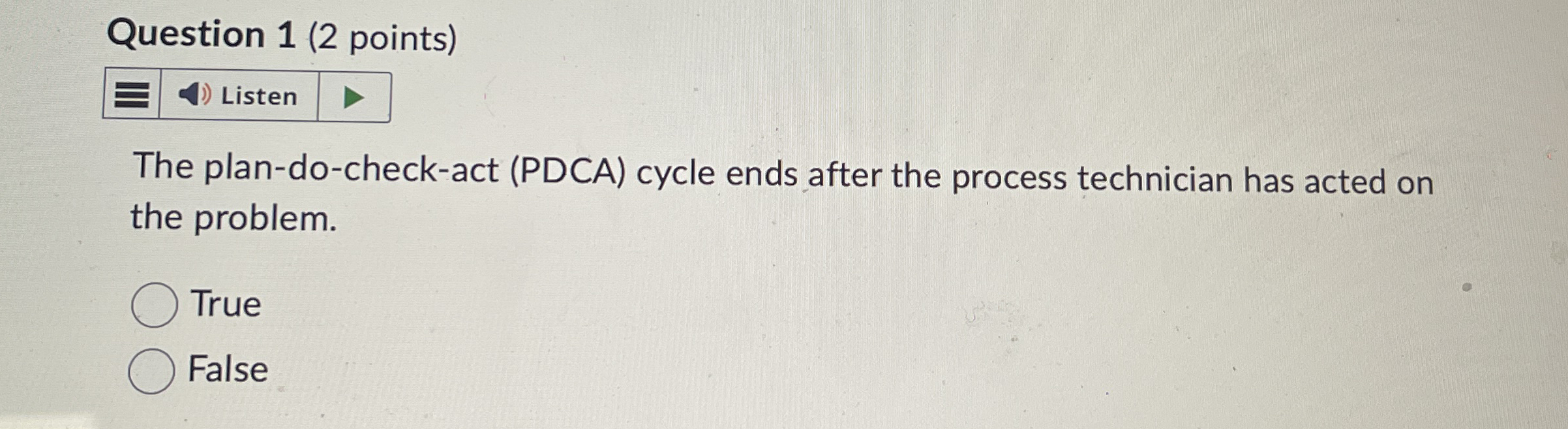 Solved Question 1 (2 ﻿points)The plan-do-check-act (PDCA) | Chegg.com