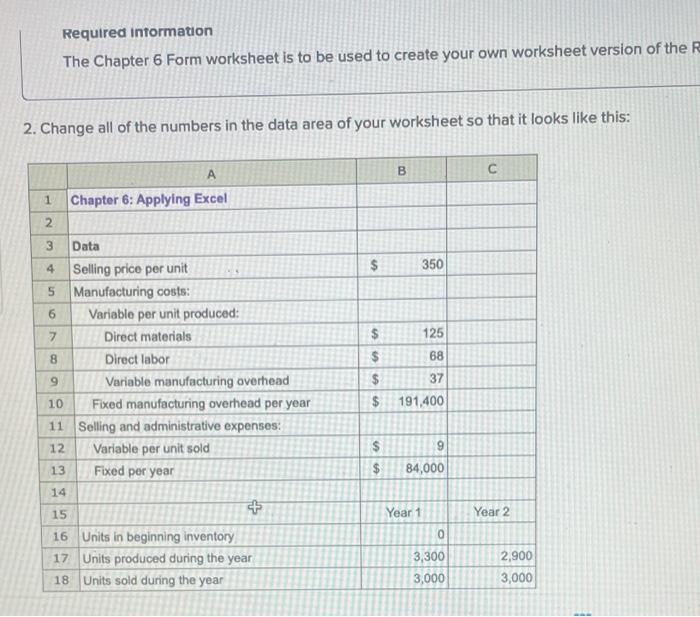 Solved Required information The Chapter 6 Form worksheet is | Chegg.com
