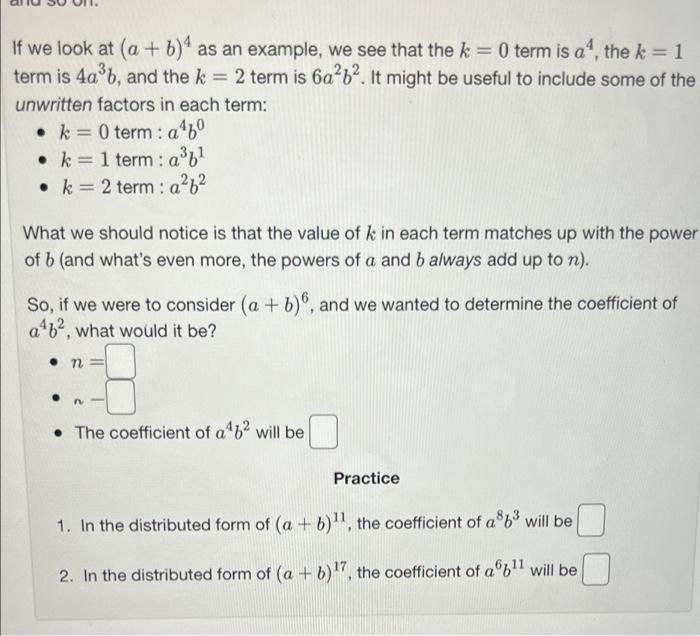 Solved = If We Look At (a + B)4 As An Example, We See That | Chegg.com