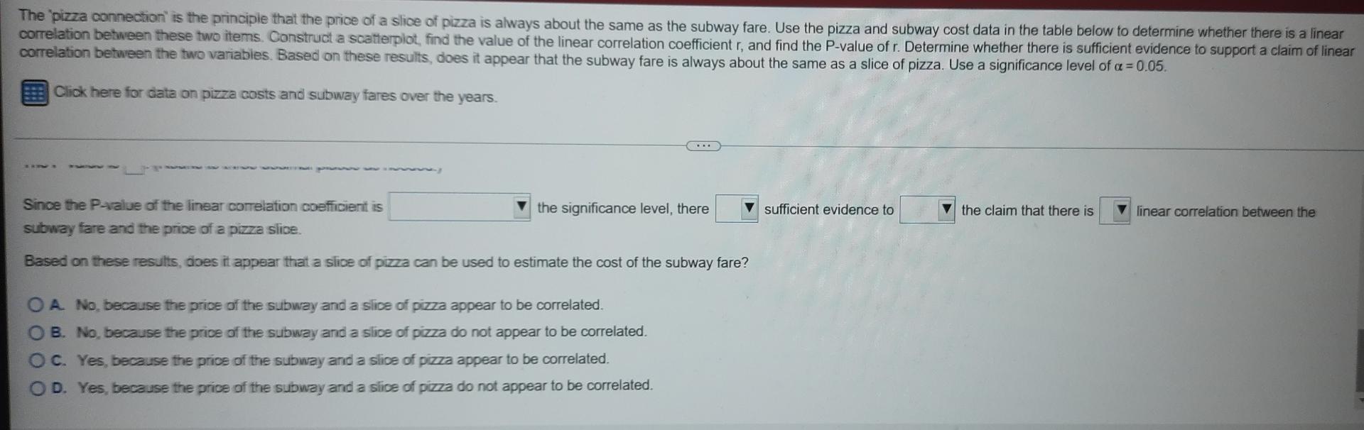 Solved The 'pizza connection is the principle that the price | Chegg.com