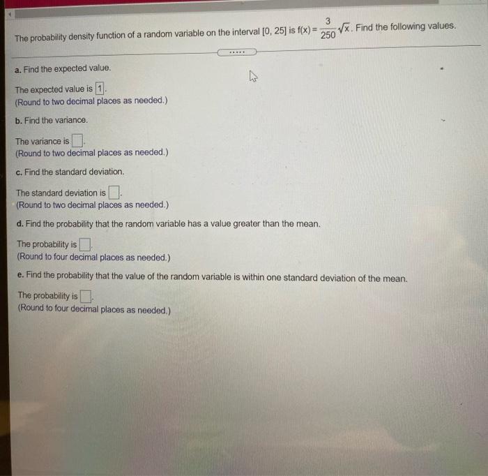 Solved 3 The probability density function of a random | Chegg.com