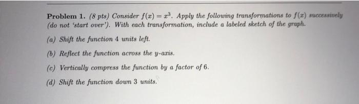 Solved Problem 1. (8 pts ) Consider f(x)=x3. Apply the | Chegg.com