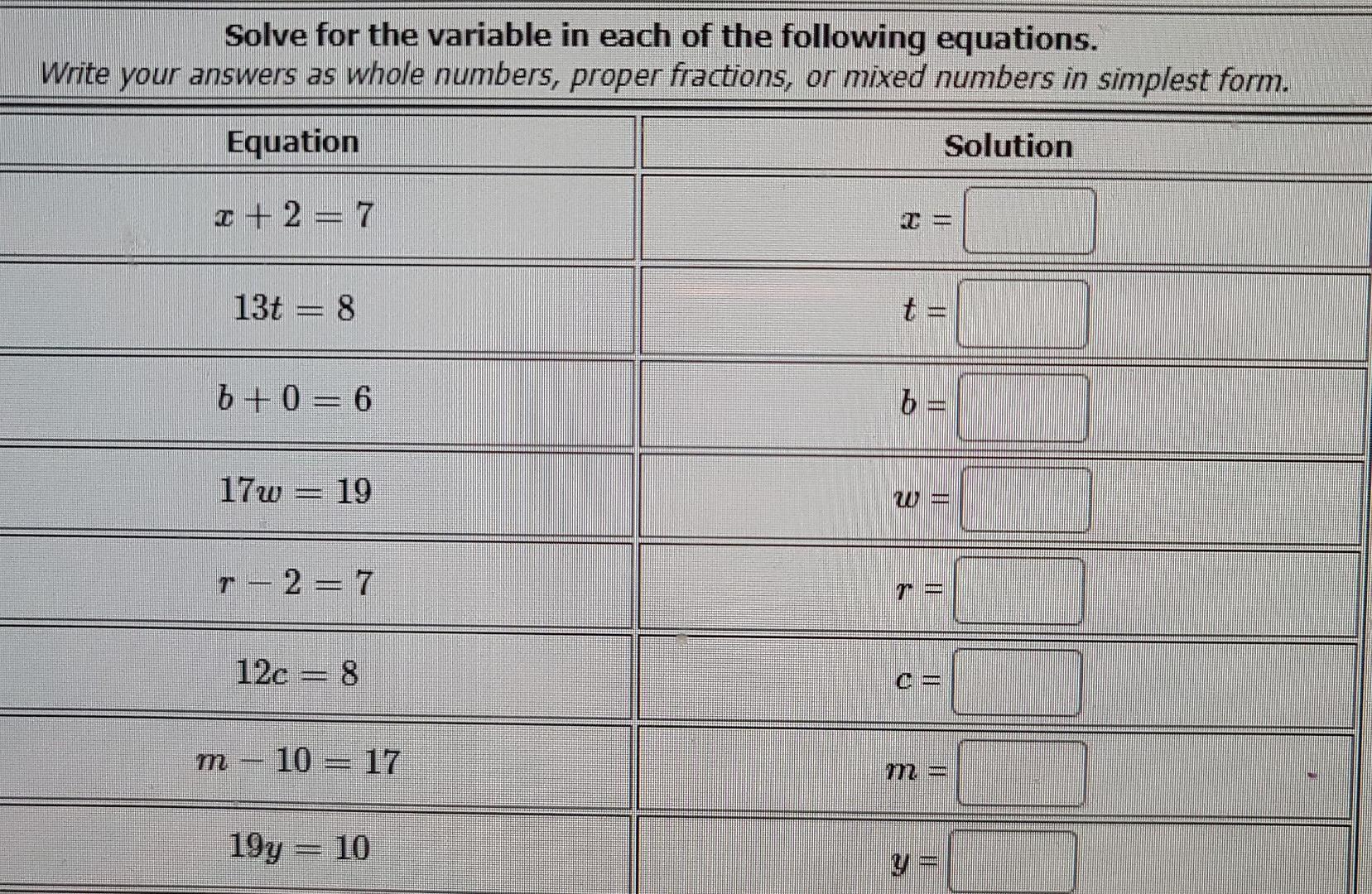 Solved Solve for the variable in each of the following | Chegg.com
