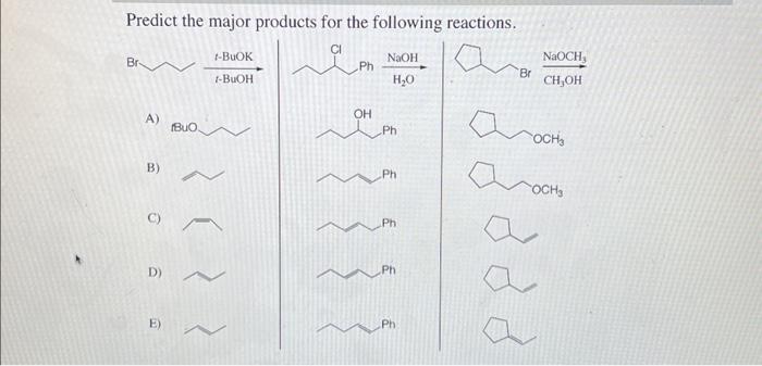 Solved Predict the major products for the following | Chegg.com