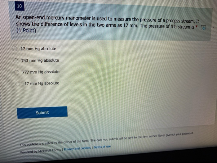 Solved An openend mercury manometer is used to measure the