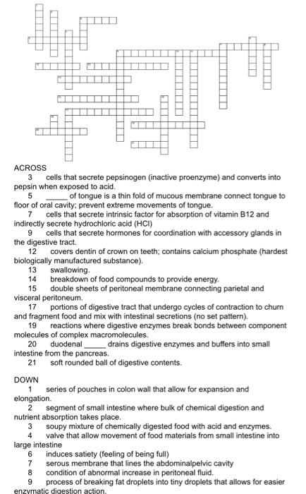 Solved Hi I have this crossword puzzle and need a little Chegg com